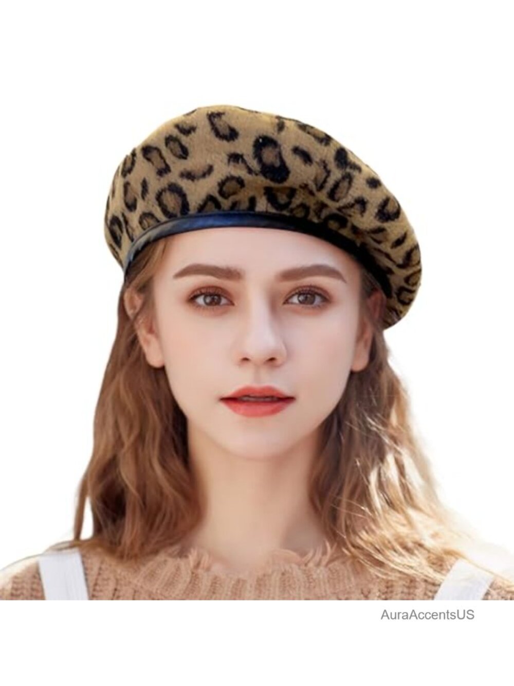 PU Leather Beret with Drawstring Closure, French Artist Cap, Adjustable Winter